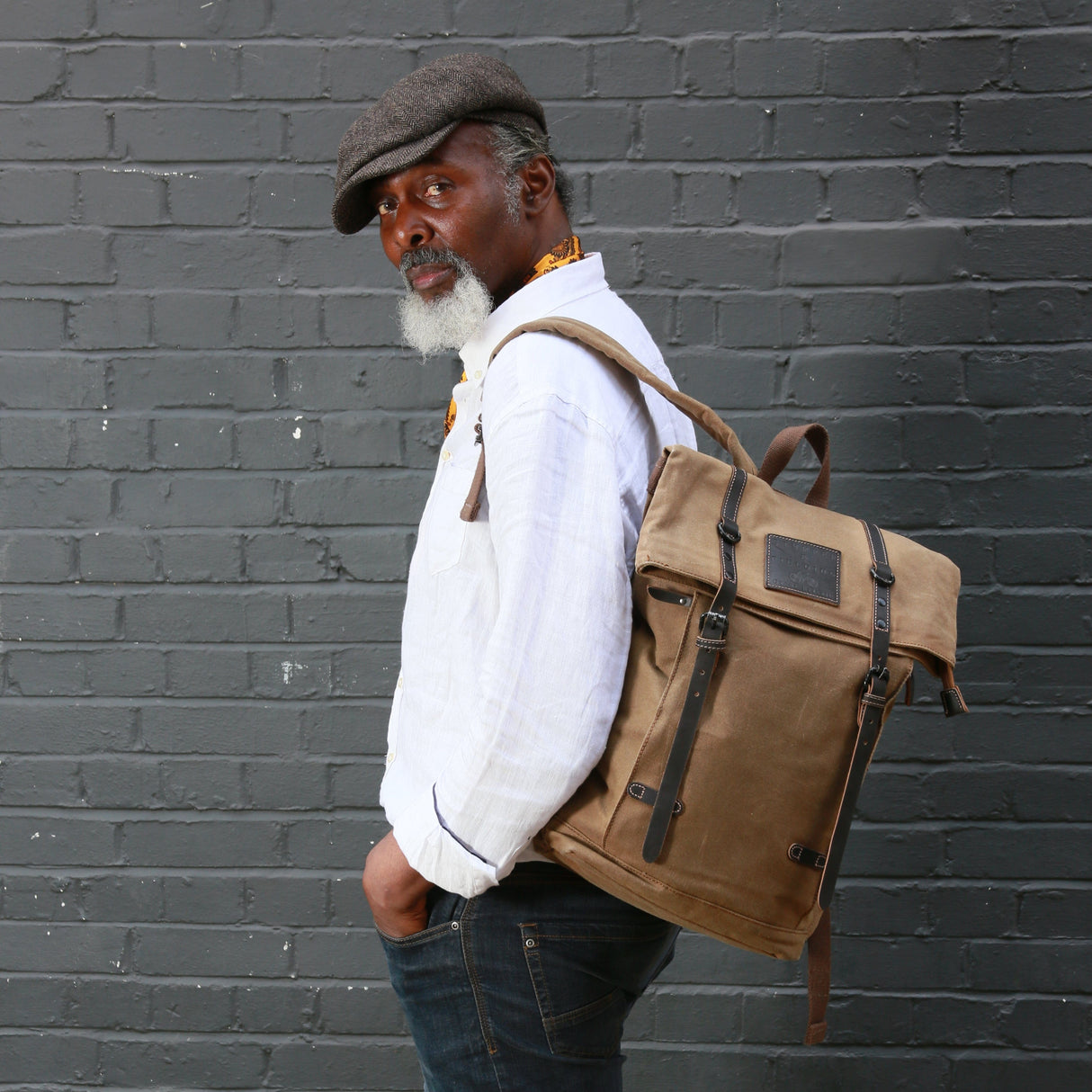 The Borden Plus – 15" Laptop Backpack in Camel Waxed Cotton