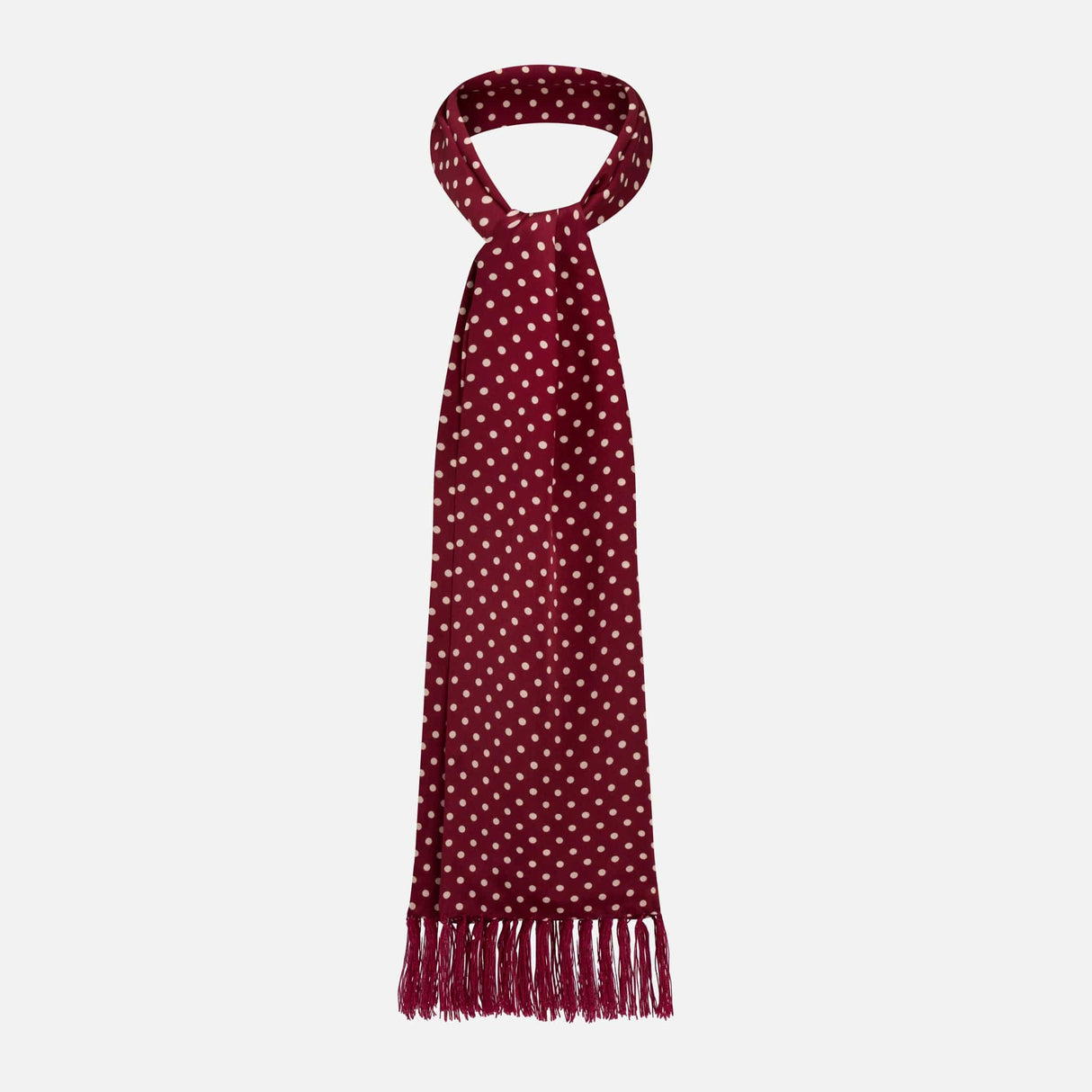 Tootal Silk Scarf Wine with Polka