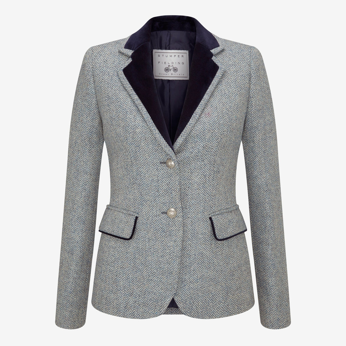 Elgin Herringbone Tweed Jacket - Pale Teal and Navy