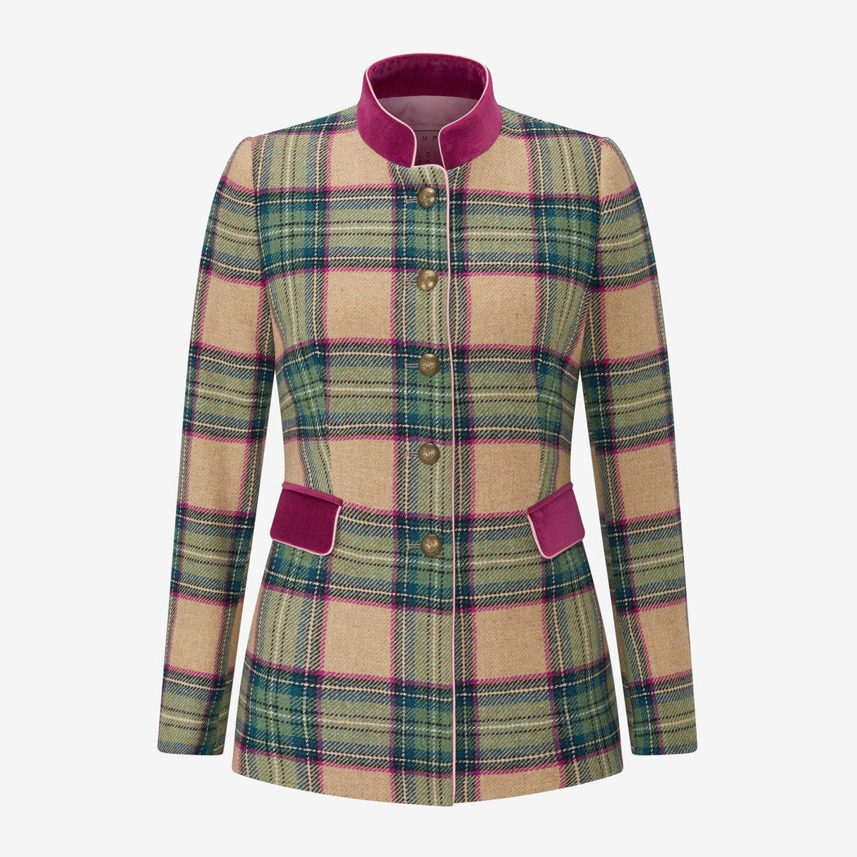Callcott Check Tweed Riding Jacket – Fuchsia and Aqua