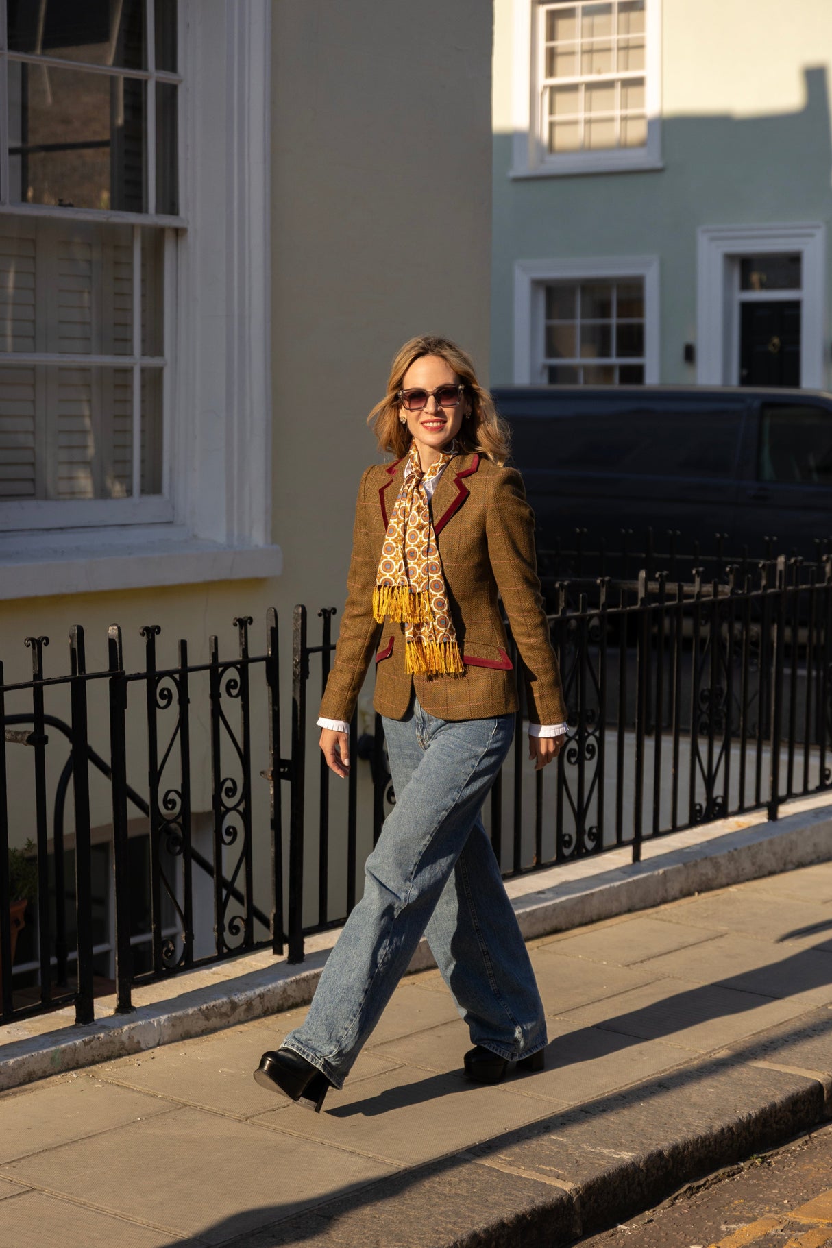 Aubrey Herringbone Tweed Jacket - Vintage Olive and Red Wine