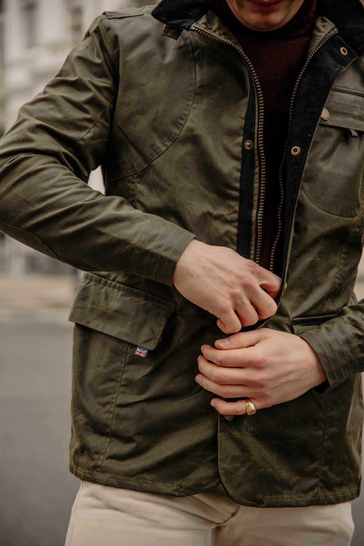 Bexley Waxed Cotton Jacket in Olive Green