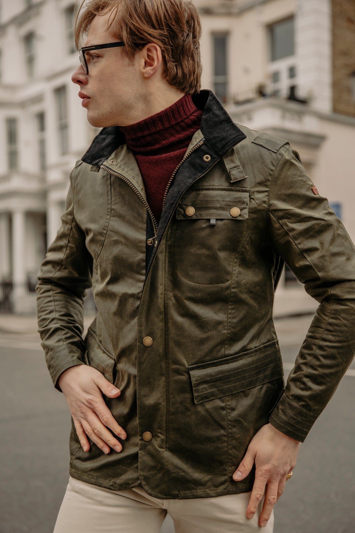 Bexley Waxed Cotton Jacket in Olive Green