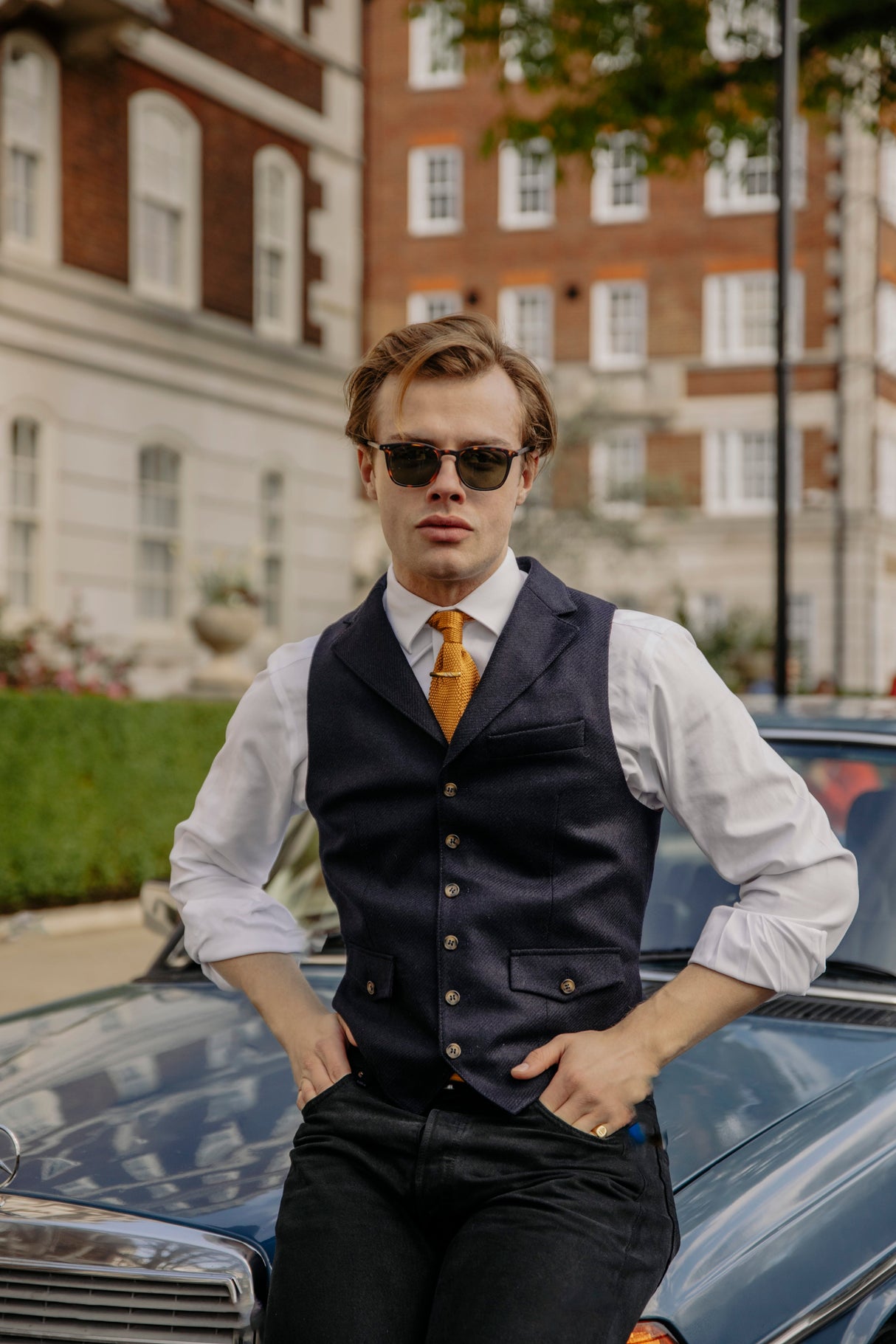 Navy Tweed Waistcoat - The Walham