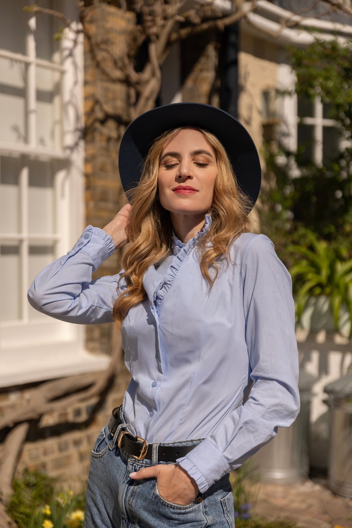 Lancaster Ruffle Shirt - Light Blue