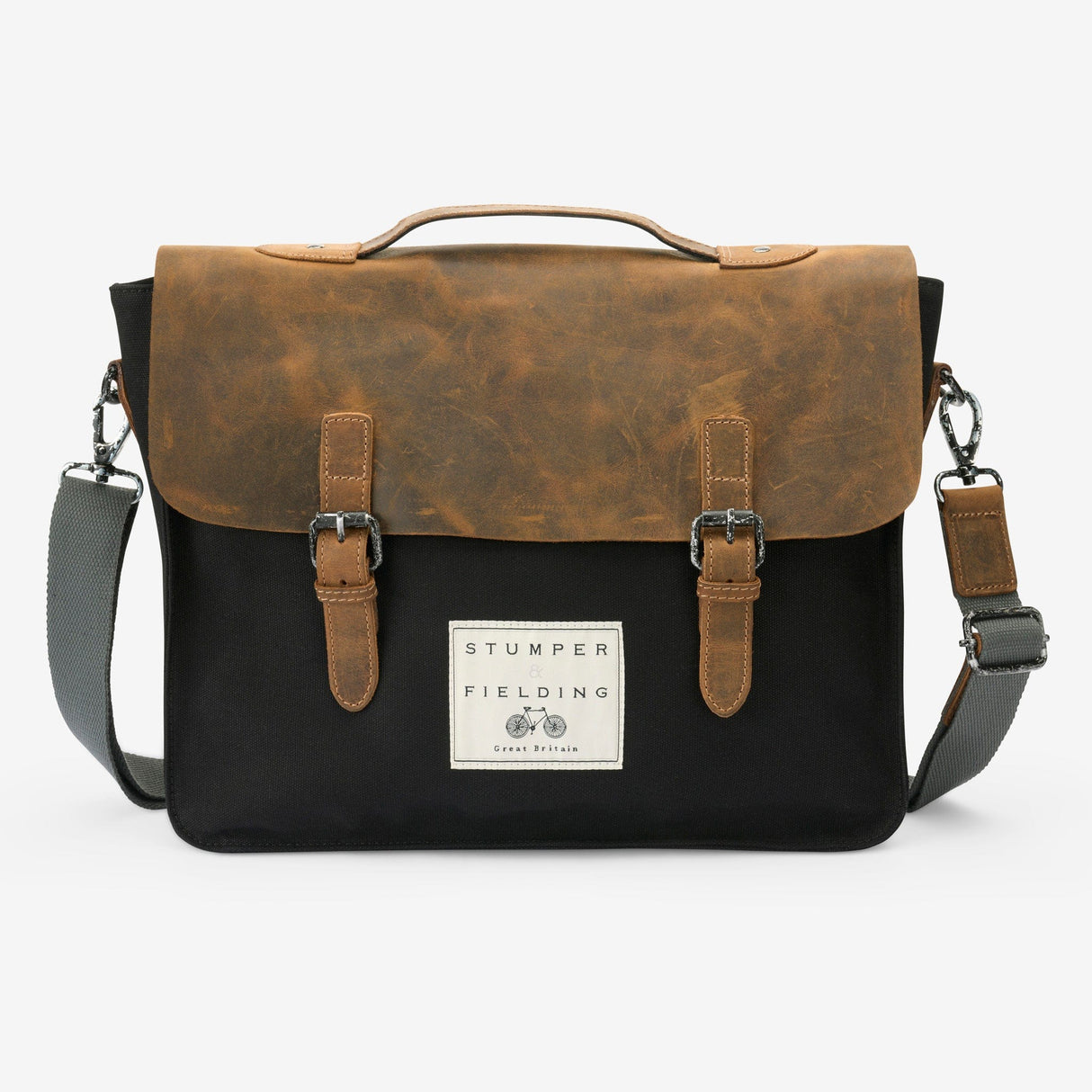 Heritage Canvas & Leather Satchel - Black/Brown - The Franklin