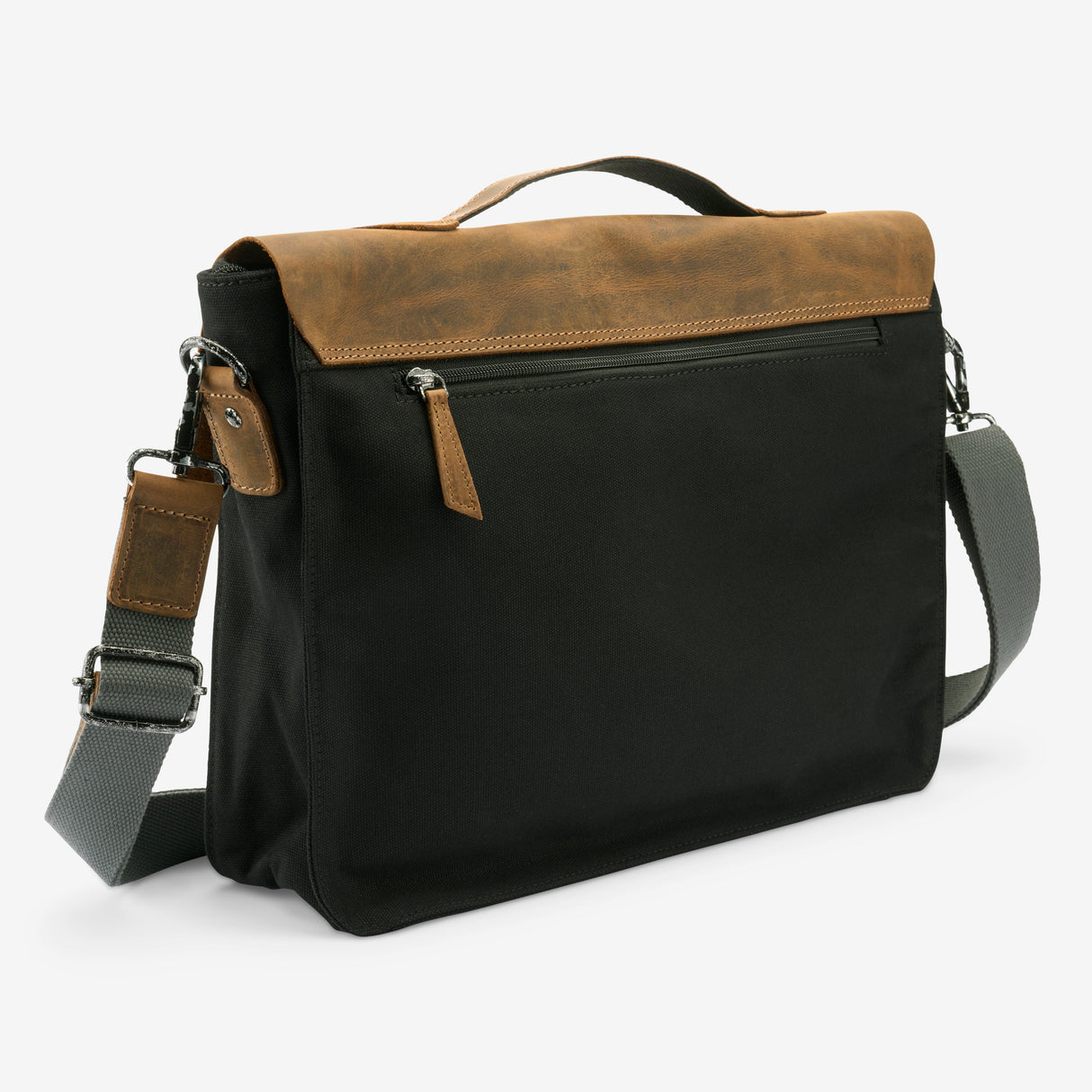 Heritage Canvas & Leather Satchel - Black/Brown - The Franklin