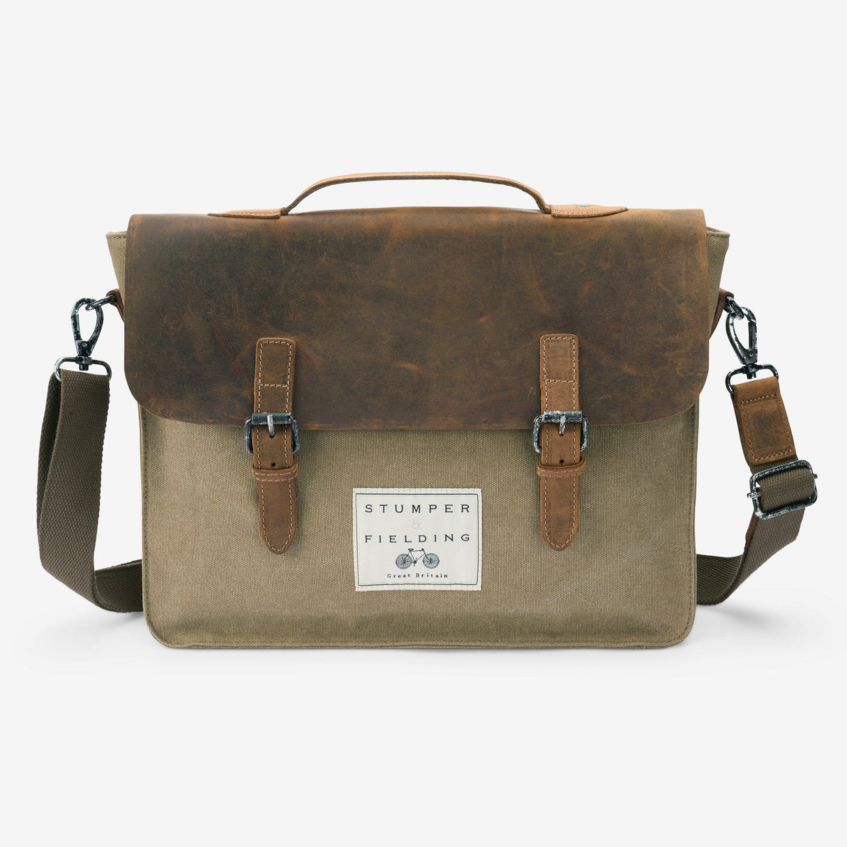Heritage Canvas & Leather Satchel - Khaki Brown - The Tenby