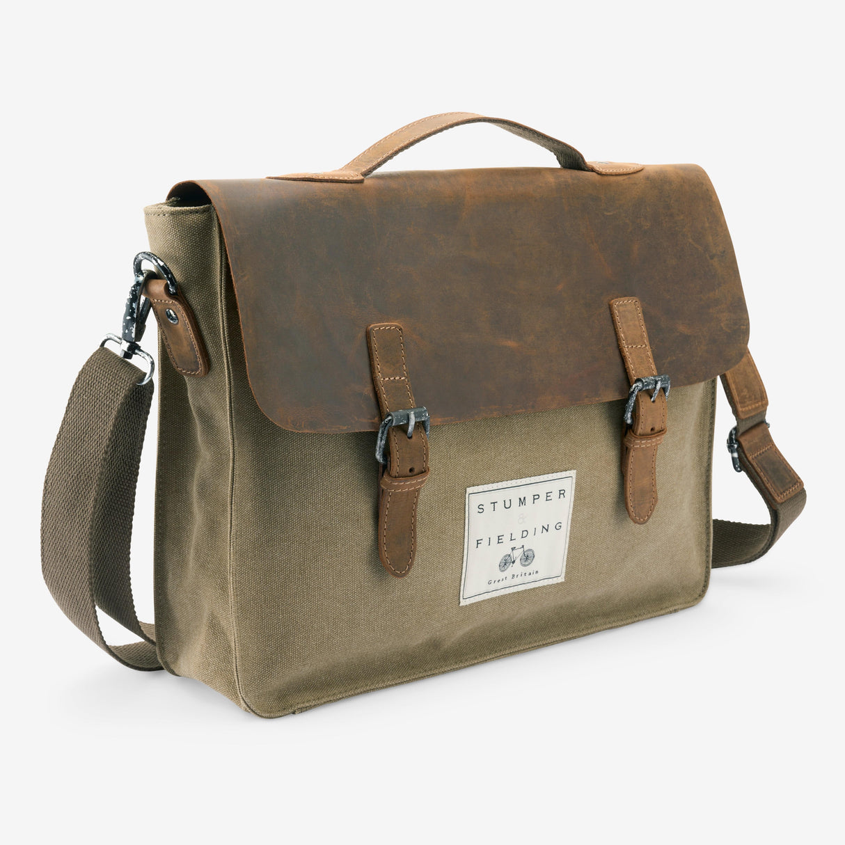 Heritage Canvas & Leather Satchel - Khaki Brown - The Tenby