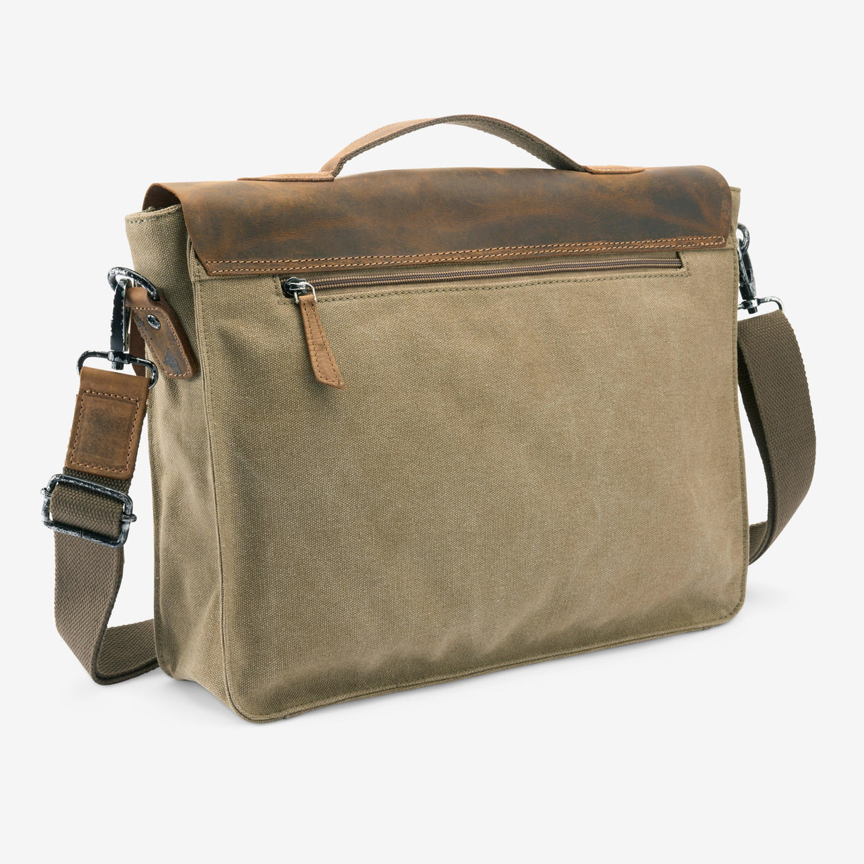 Heritage Canvas & Leather Satchel - Khaki Brown - The Tenby