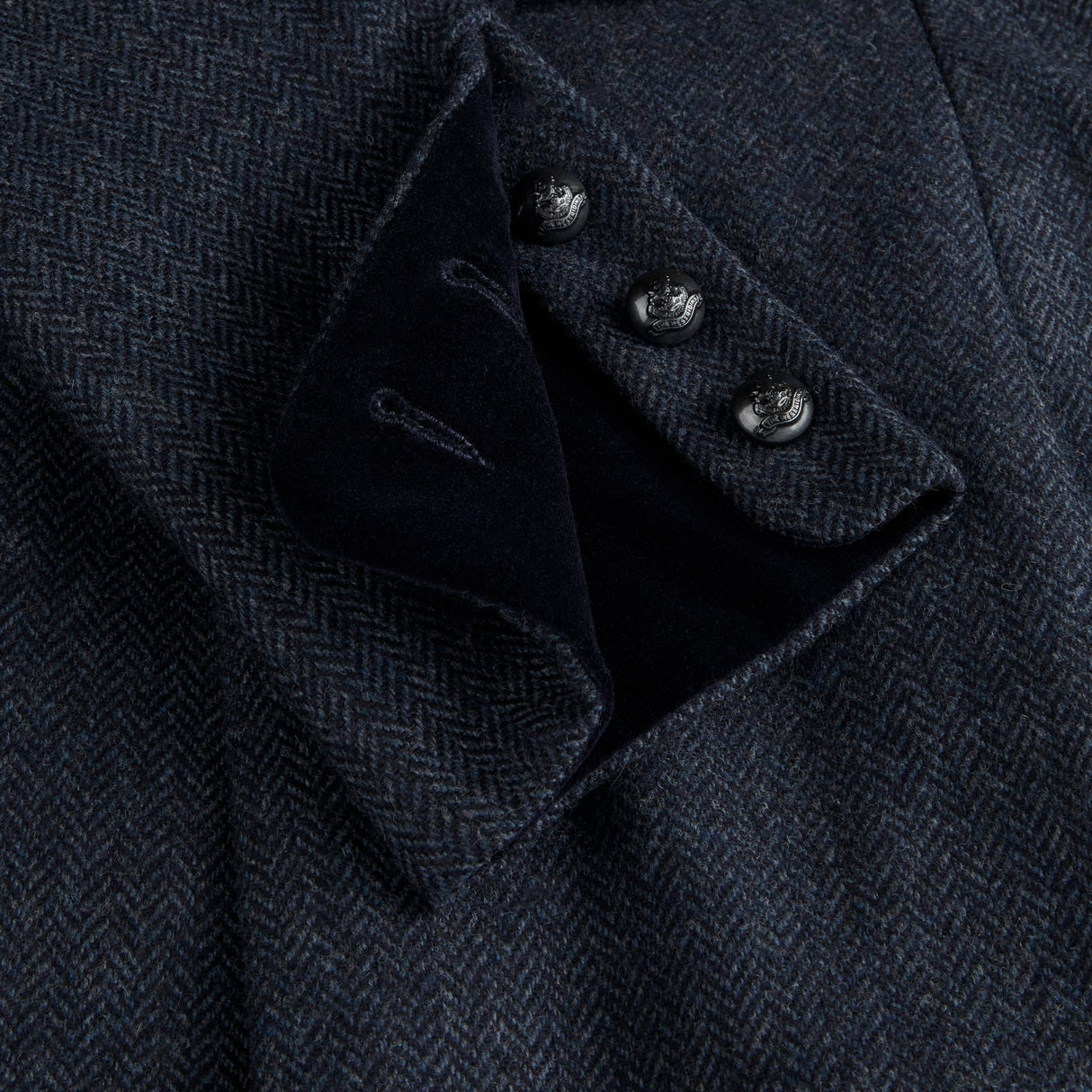 Portobello Dark Blue Herringbone with Navy Velvet