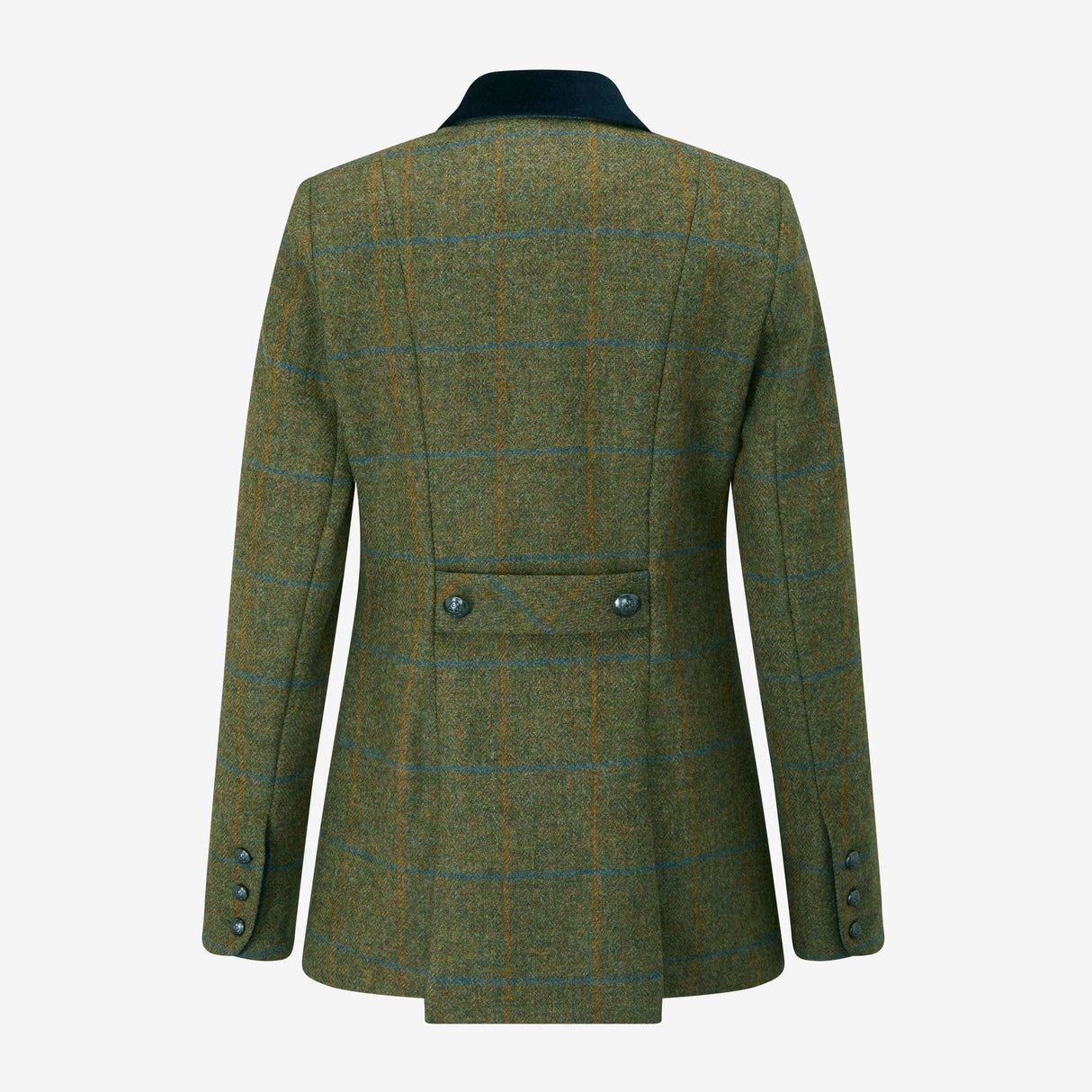 Portobello - Tweed Jacket in Moss Green with Navy Velvet