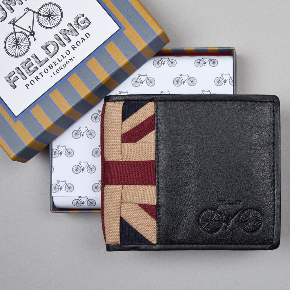 Stumper & Fielding Leather Wallet Stitched Union Jack in Cotton Panel