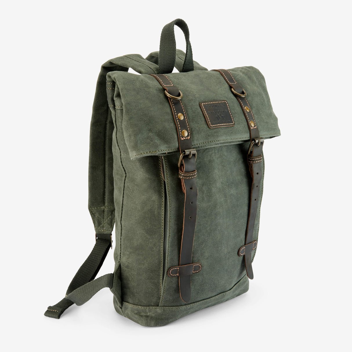 Small Waxed Cotton Green Backpack - The Borden