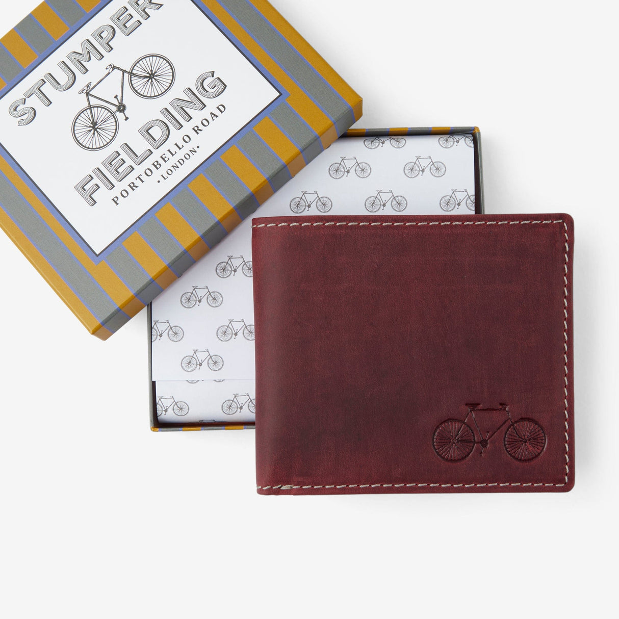 Stumper & Fielding Leather Wallet Buff Red/White Stitching