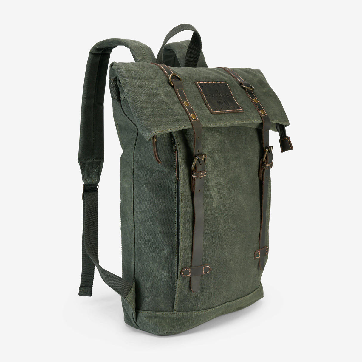 The Borden Plus – 15" Laptop Backpack in Green Waxed Cotton