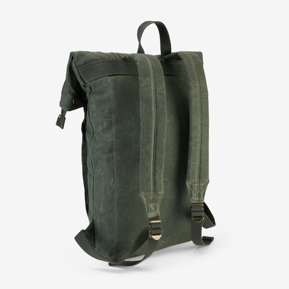 Small Waxed Cotton Green Backpack - The Borden