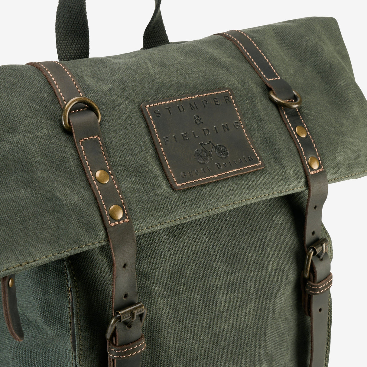 Small Waxed Cotton Green Backpack - The Borden