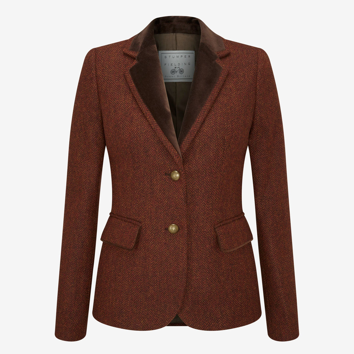 Elgin Herringbone Tweed Jacket - Mocha & Ember