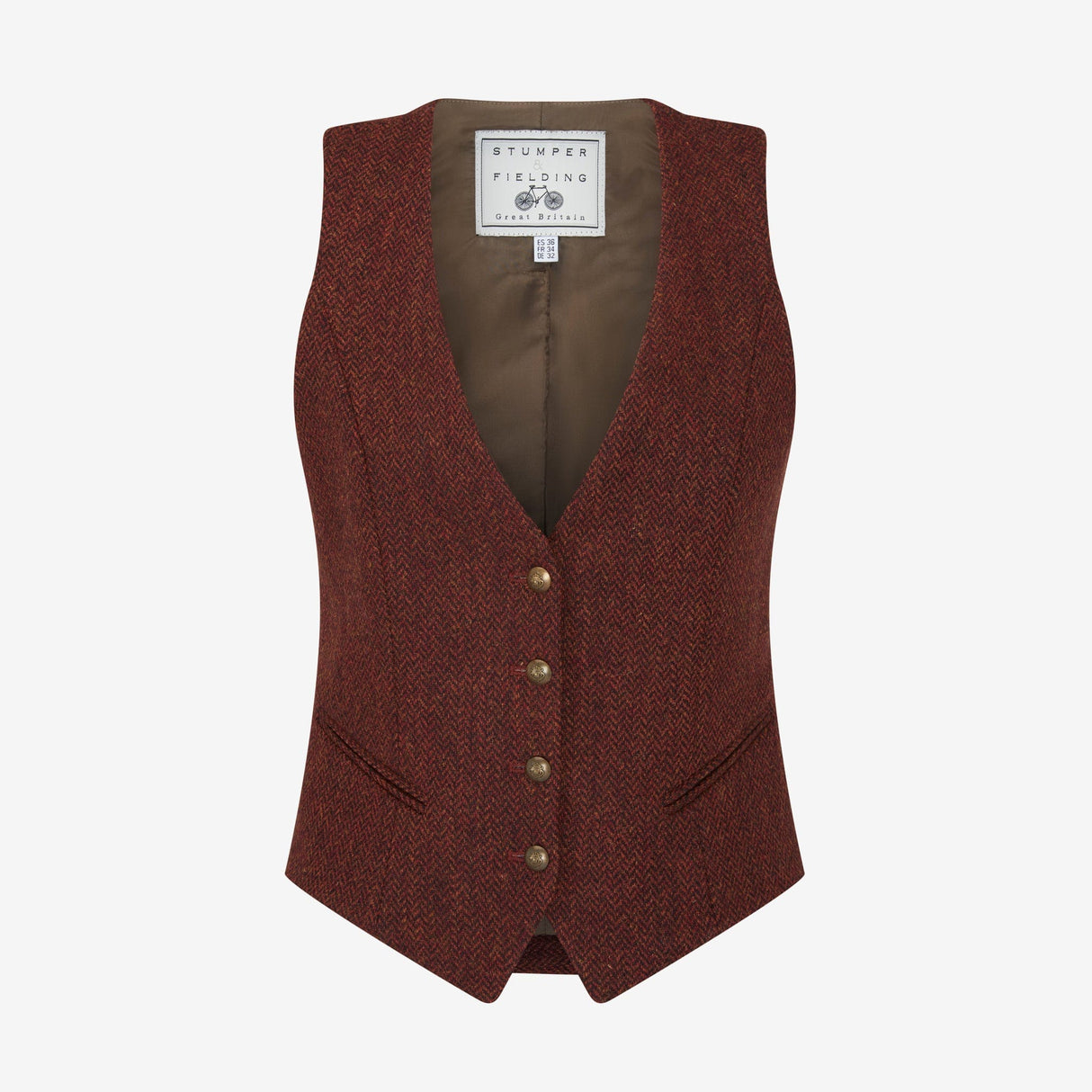 Elgin – Mocha and Ember Herringbone Tweed Waistcoat