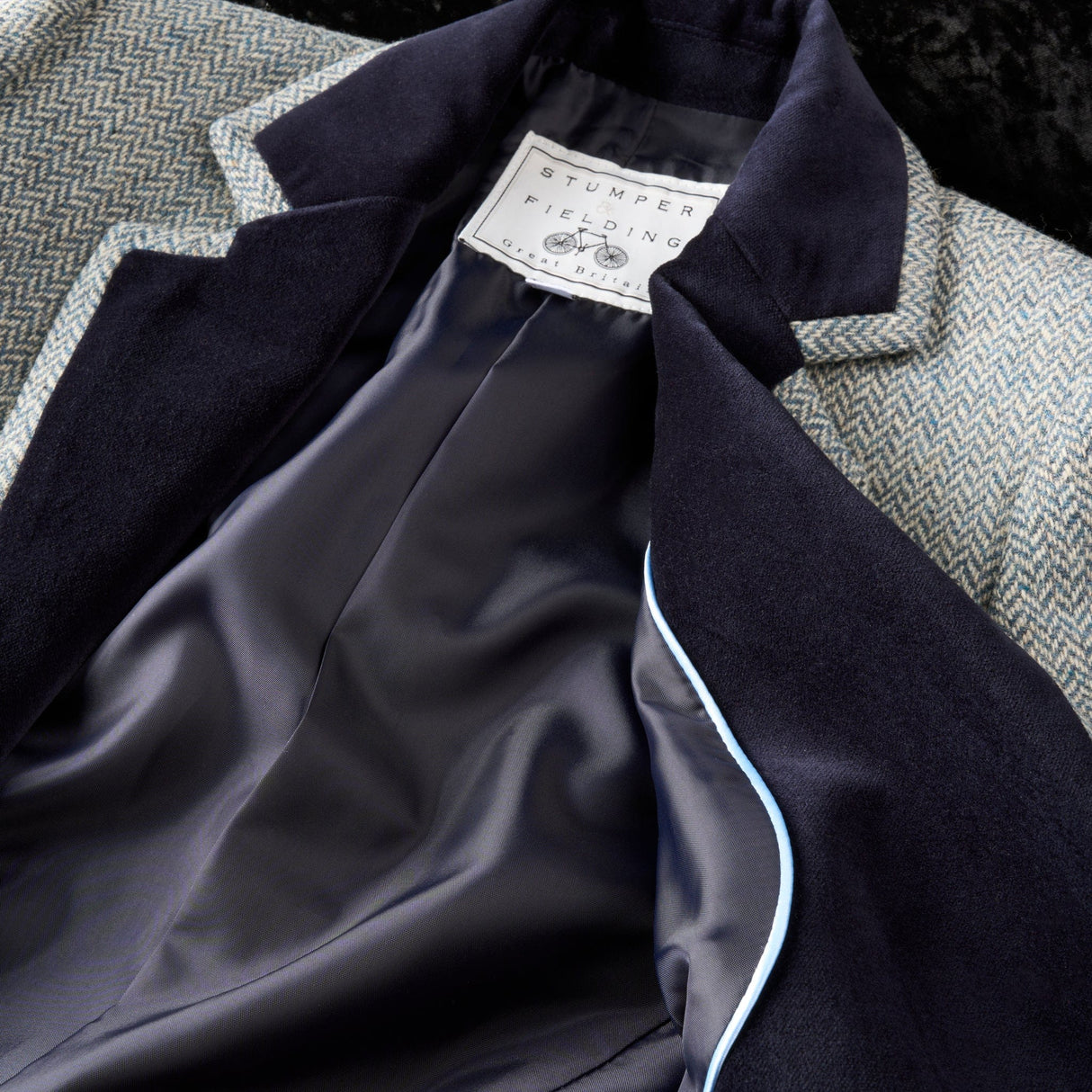 Elgin Herringbone Tweed Jacket - Pale Teal and Navy