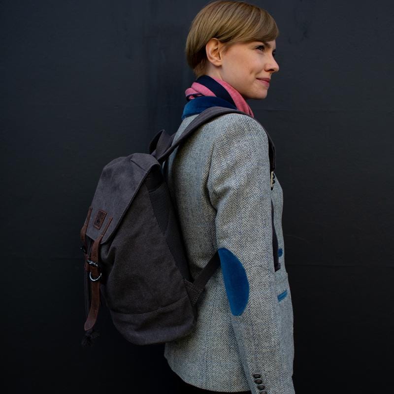 Waxed Cotton Grey 15'' Laptop Backpack - The Fleet