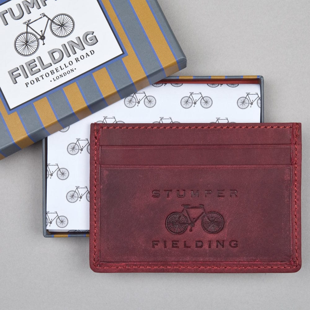 Stumper & Fielding Buff Red Leather Card Holder