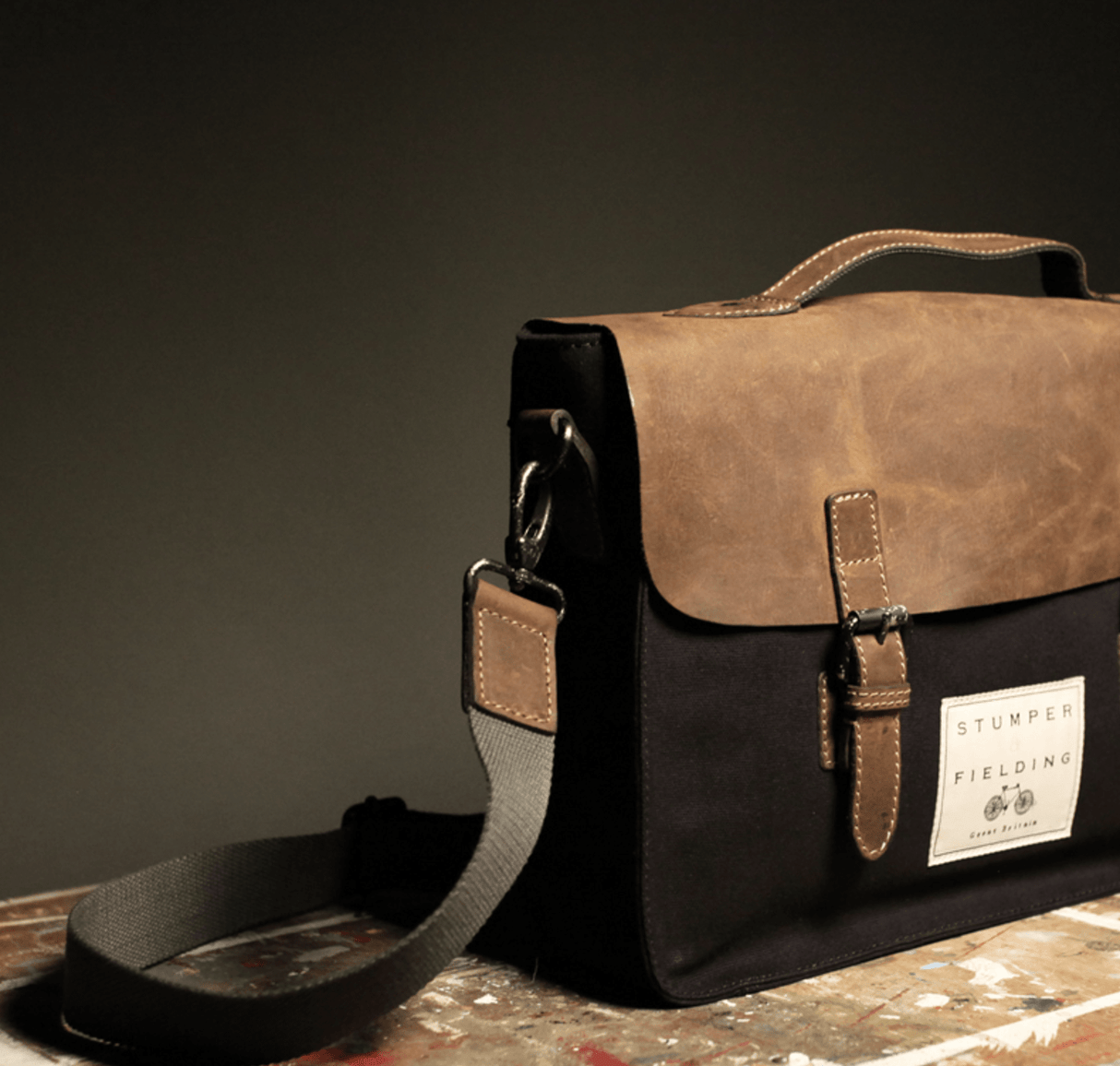 Heritage Canvas & Leather Satchel - Black/Brown - The Franklin