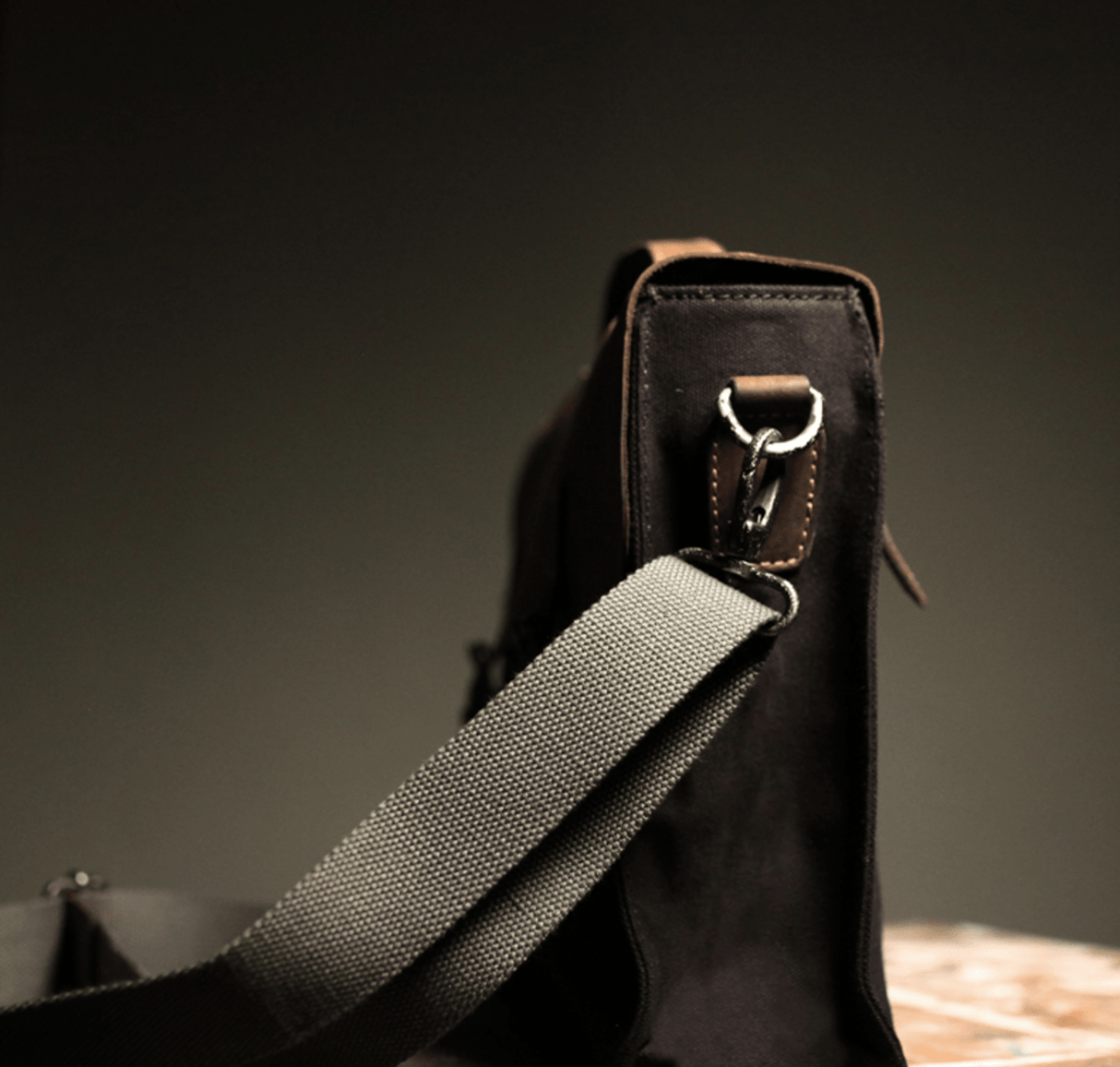 Heritage Canvas & Leather Satchel - Black/Brown - The Franklin