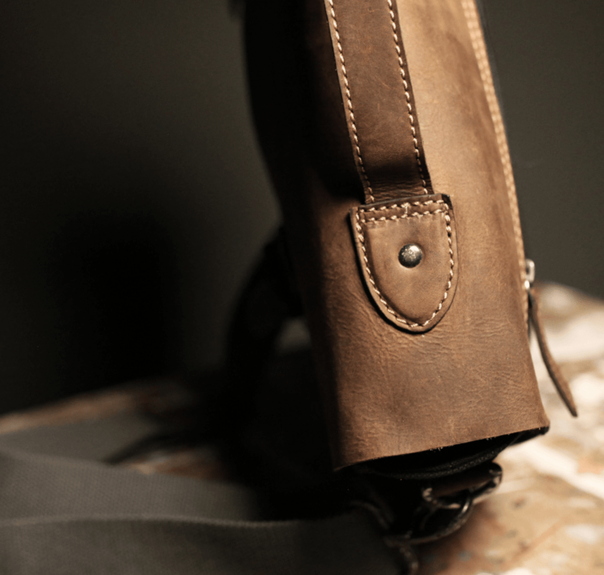 Heritage Canvas & Leather Satchel - Black/Brown - The Franklin