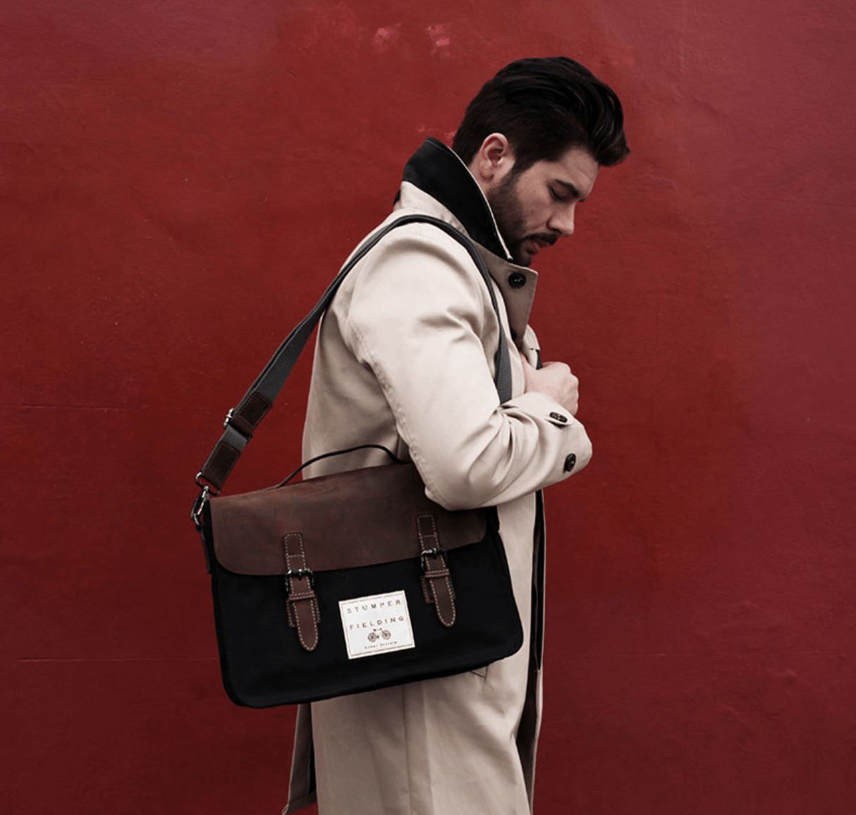 Heritage Canvas & Leather Satchel - Black/Brown - The Franklin