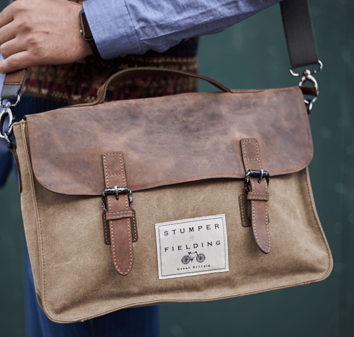 Heritage Canvas & Leather Satchel - Khaki Brown - The Tenby