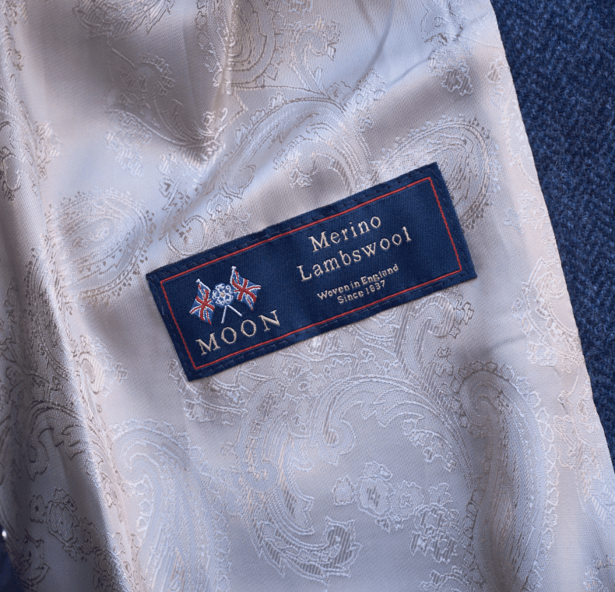 Portobello - Tweed Jacket in Dark Blue Herringbone with Navy Velvet