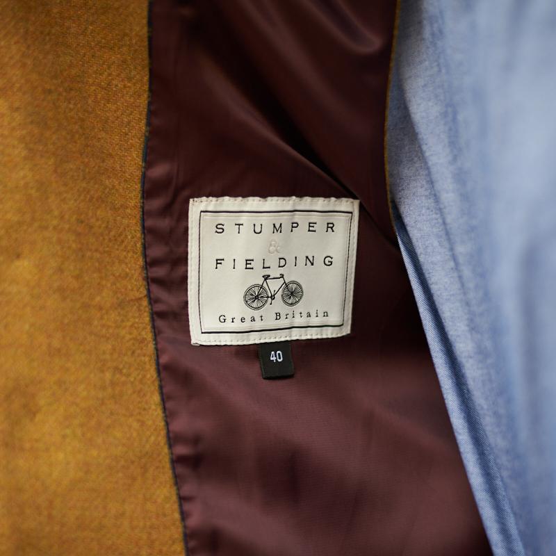 Mens Mustard Yellow Tweed Waiscoat -6 Button close up