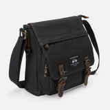 The Loxley Black Label – Messenger Bag in Black Waxed Canvas