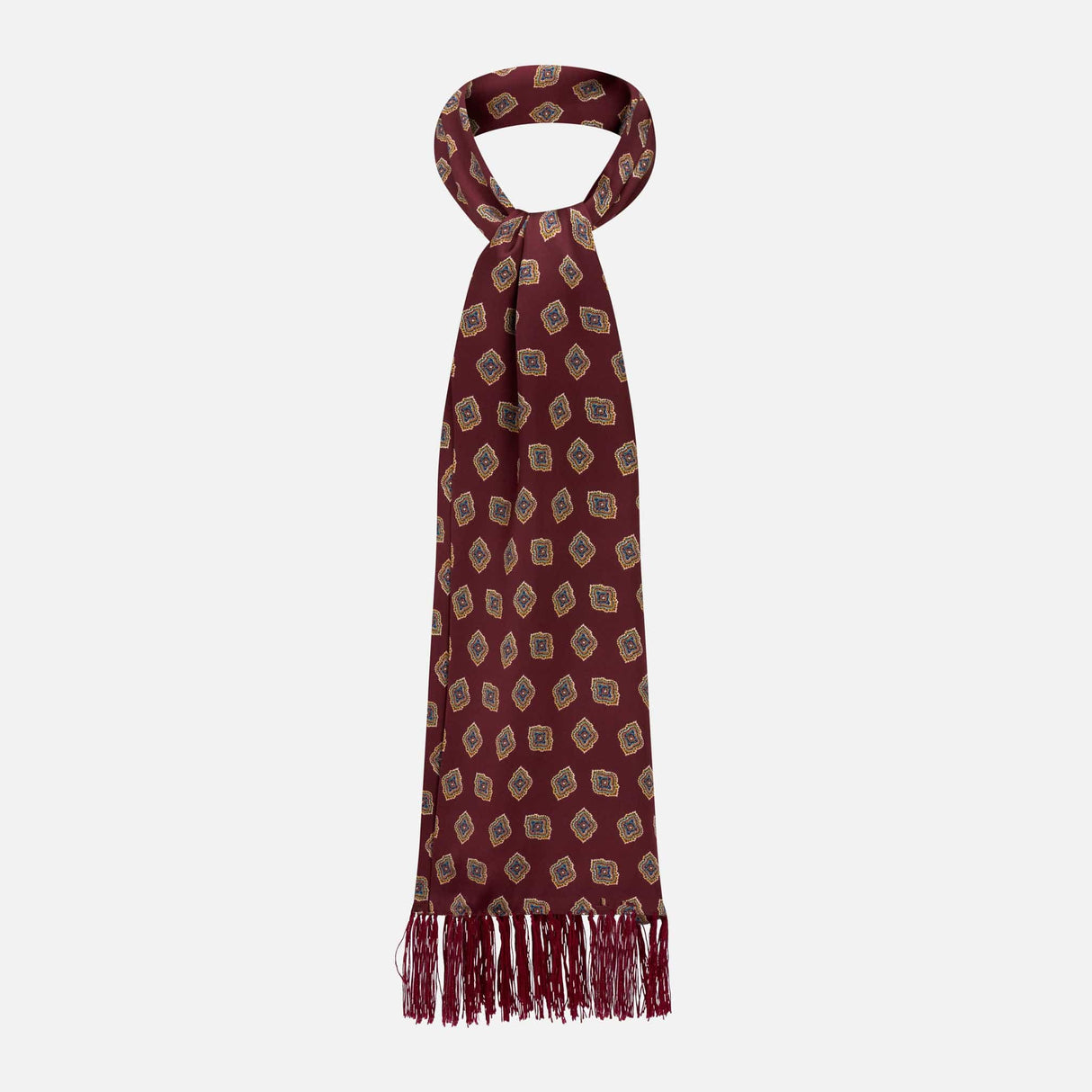 Tootal Silk Scarf Burgundy Diamond