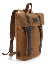 Large Camel Wax Cotton Rucksack - The Borden