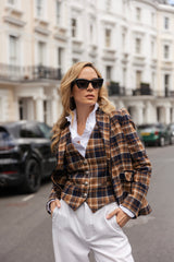 Melbury Camel & Navy Check