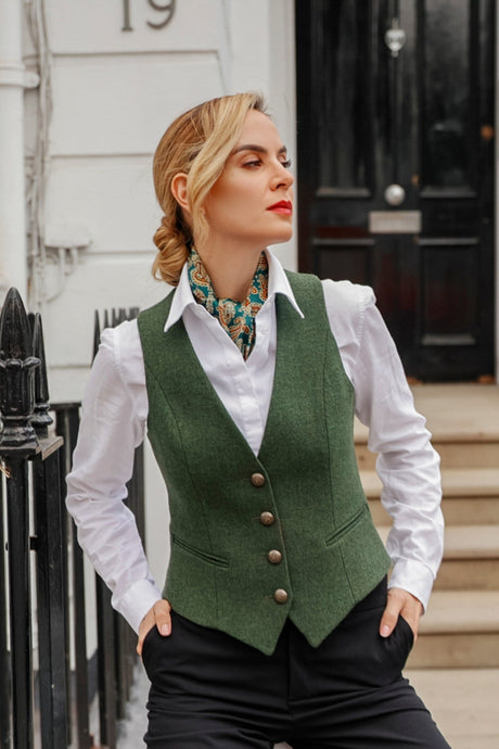 Melbury Sage & Claret Waistcoat