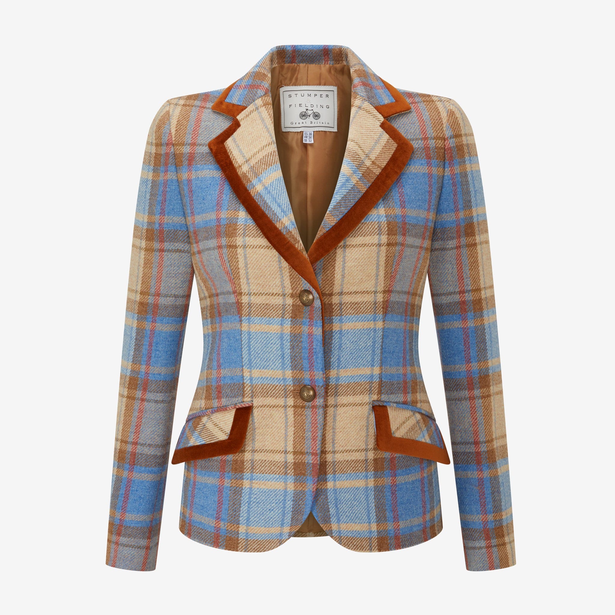 Aubrey Check Tweed Jacket – Blue and Cinnamon – Stumper
