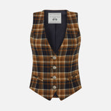 Melbury Camel & Navy Check Waistcoat