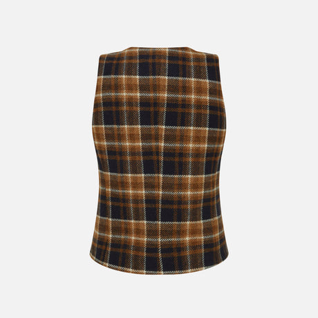 Melbury Camel & Navy Check Waistcoat