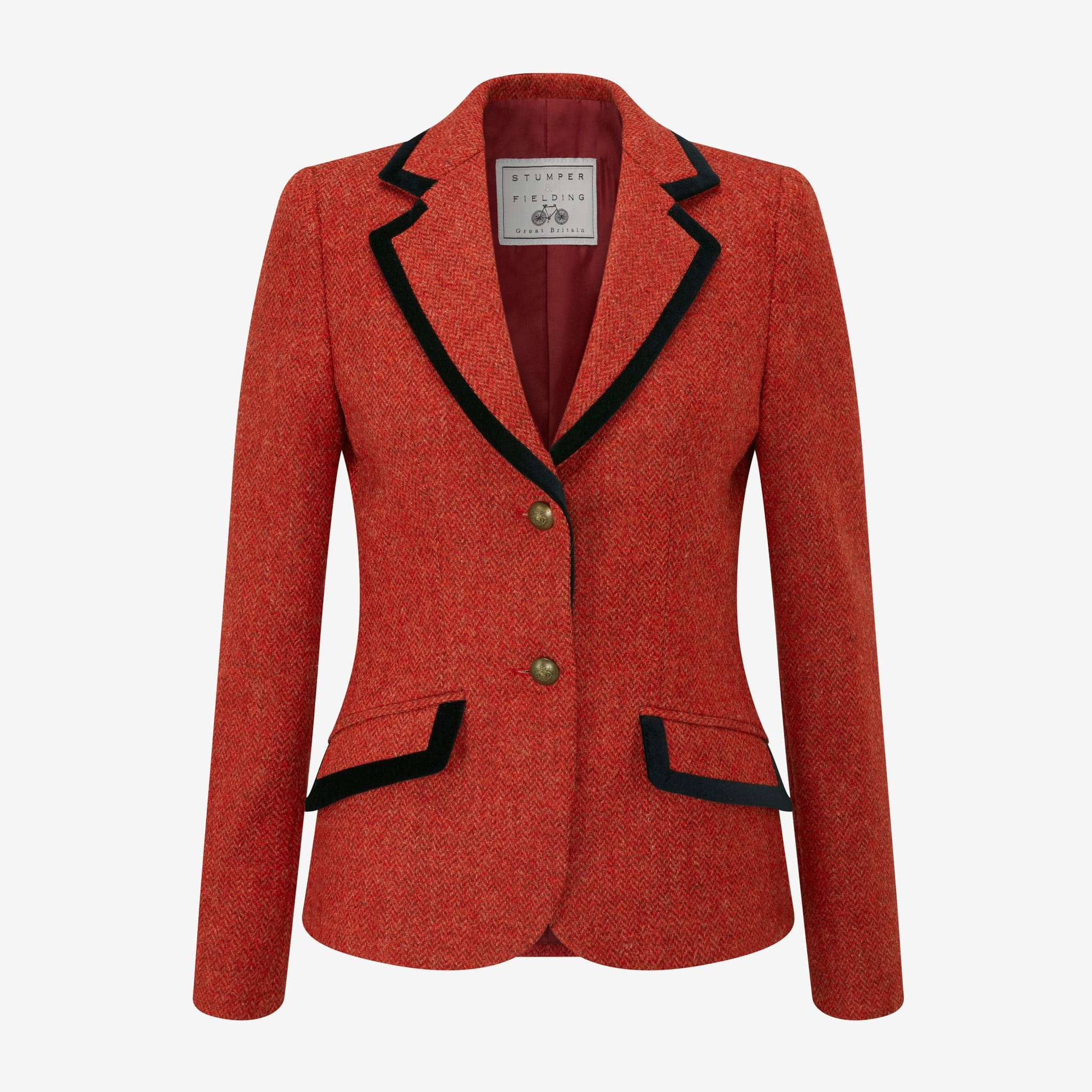 Aubrey Herringbone Tweed Jacket in Scarlet – Stumper & Fielding