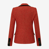 Aubrey Herringbone Tweed Jacket in Scarlet