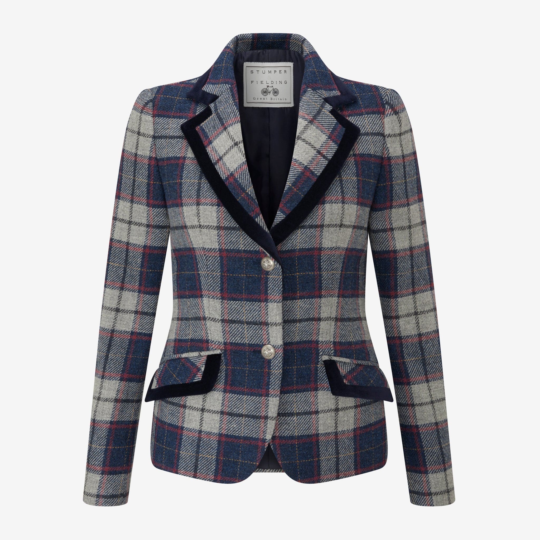 Aubrey Check Tweed Jacket - Dusky Blue and Pink – Stumper & Fielding