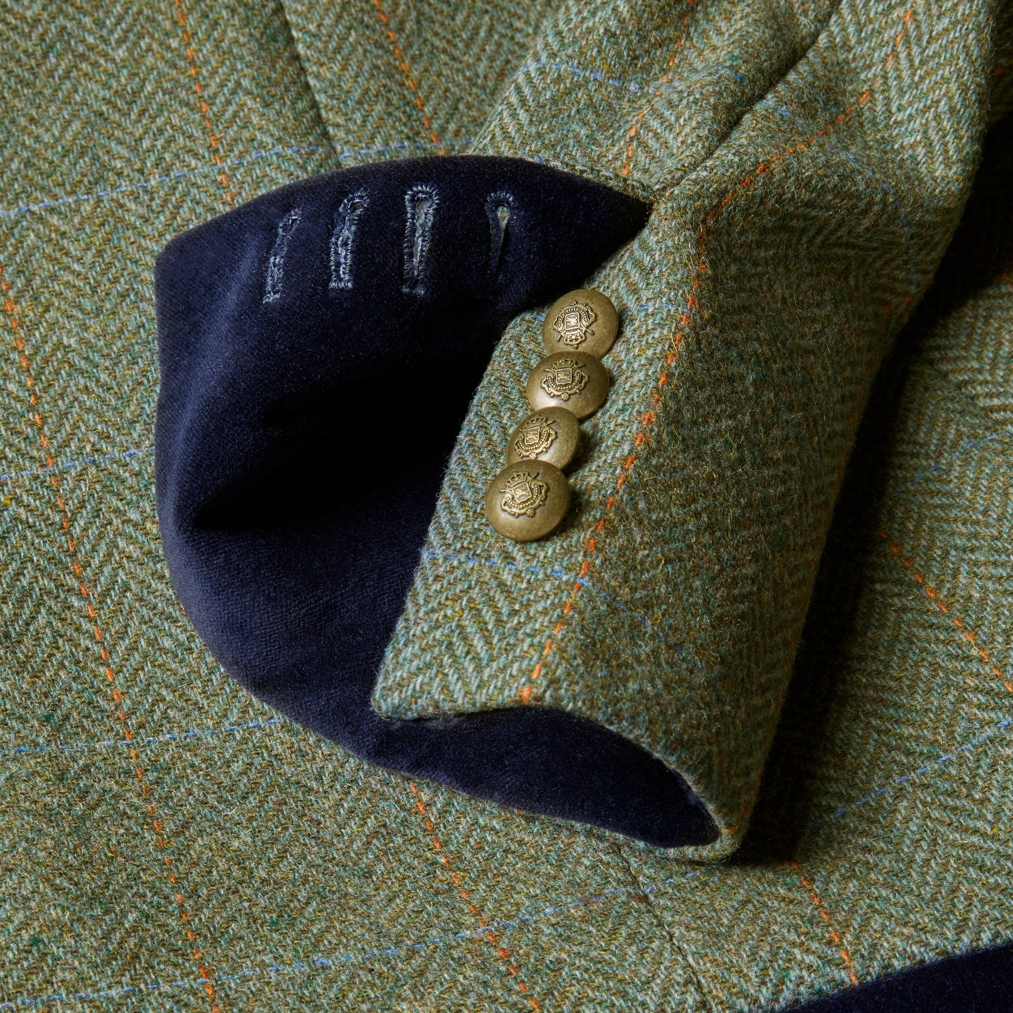 Callcott Herringbone Tweed Riding Jacket - Olive and Navy