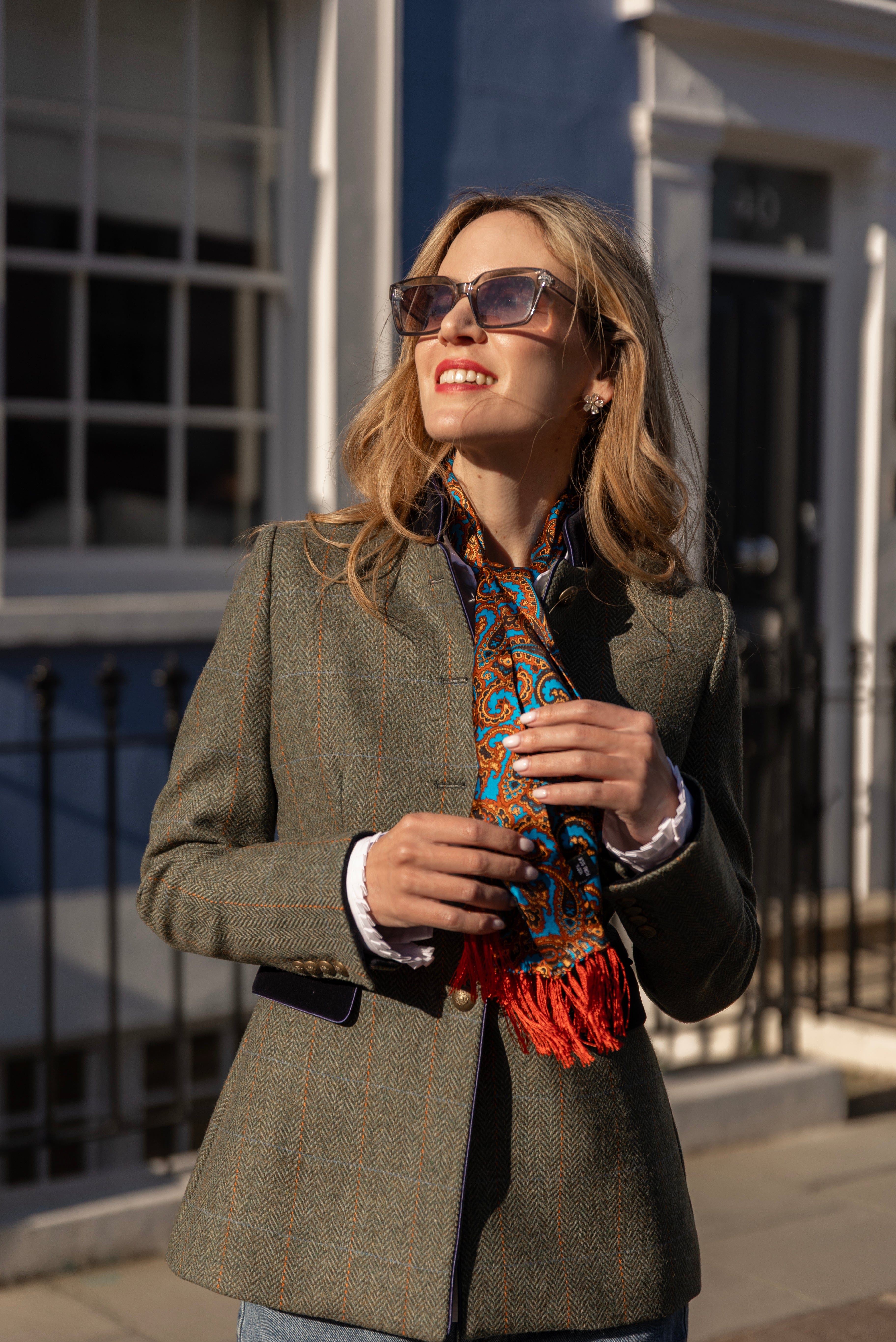 Callcott Herringbone Tweed Riding Jacket - Olive and Navy