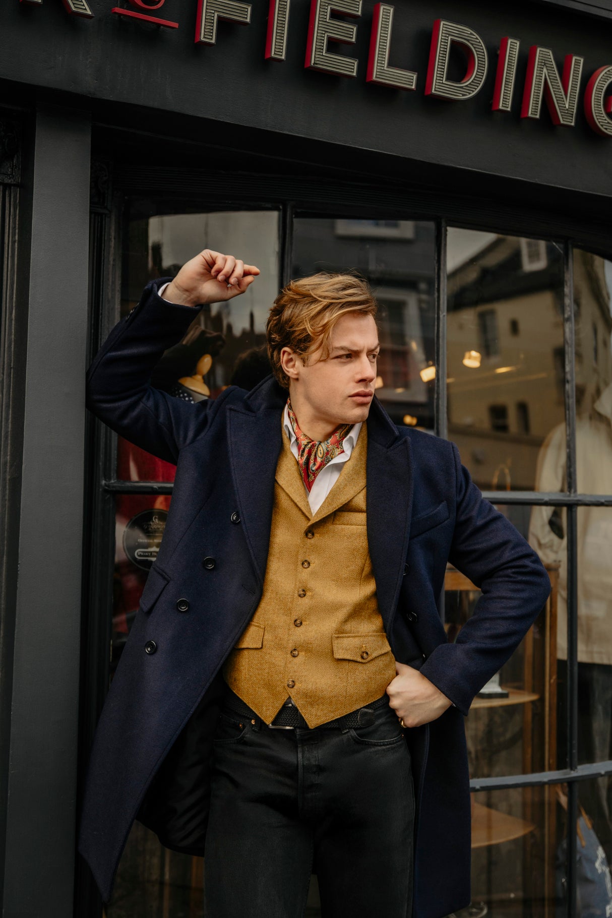 Navy Double Breasted Overcoat - The Legend