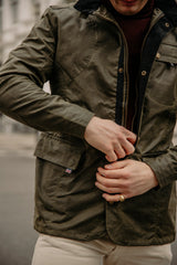 Bexley Waxed Cotton Jacket in Olive Green