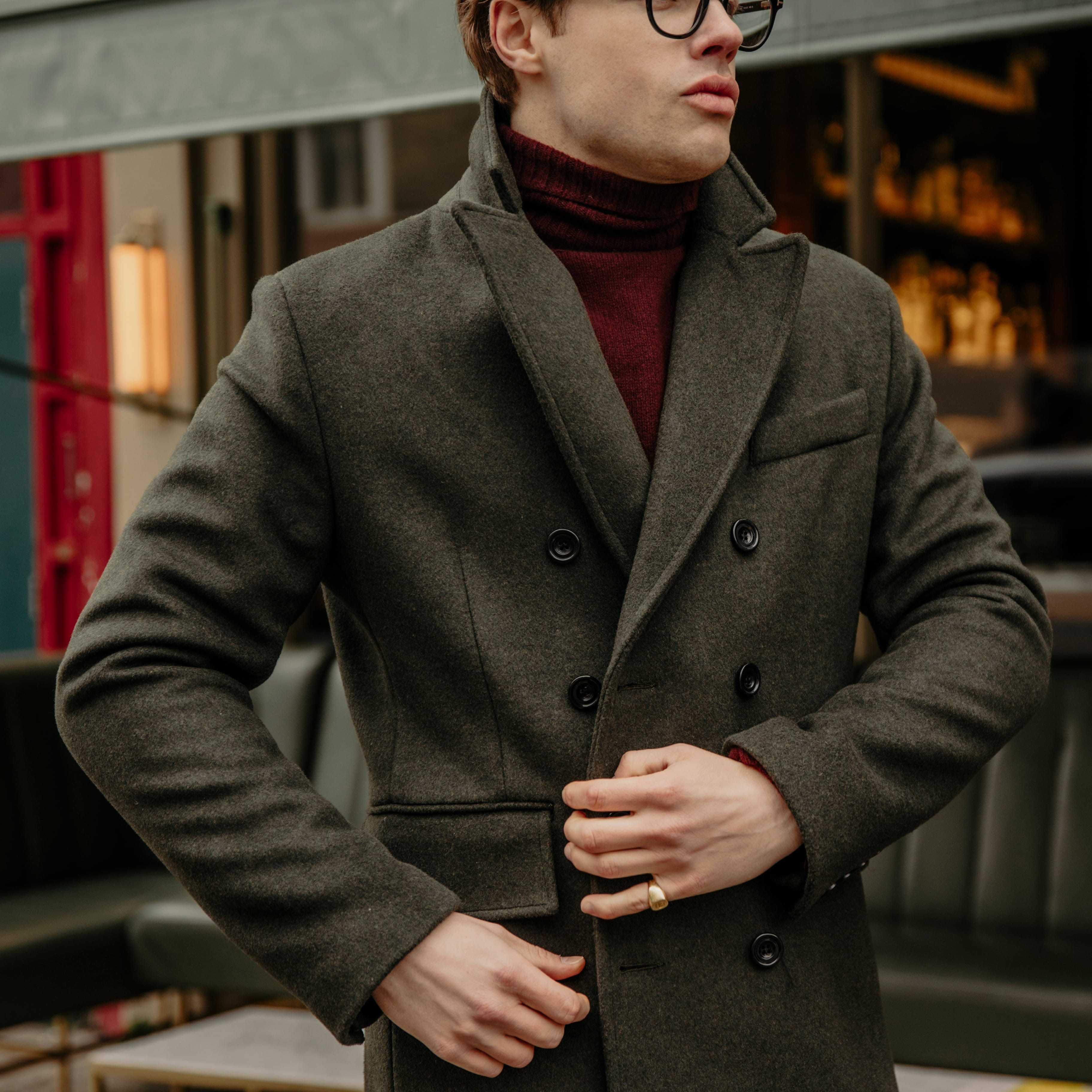 ジャケット・アウター DOUBLELAPELED DOUBLE BREASTED COAT Green Double Breasted Overcoat - The Legend – Stumper & Fielding